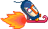 The penguin under the effect of a rocket