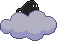 A dark creature riding a thunder cloud