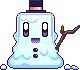 Cuboy as a snowman with a top hat