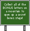 The sign explaining the bonus letters