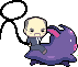 An executive riding a purple boar