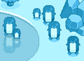 A group of penguins in the Winter skin