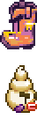 A boot jumping above the player