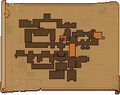 The complete map below, with the secret areas shown. The secret areas appear an orange colour, and cut into the space of other rooms.