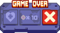 The Game Over screen on browser if the player does not have enough coins